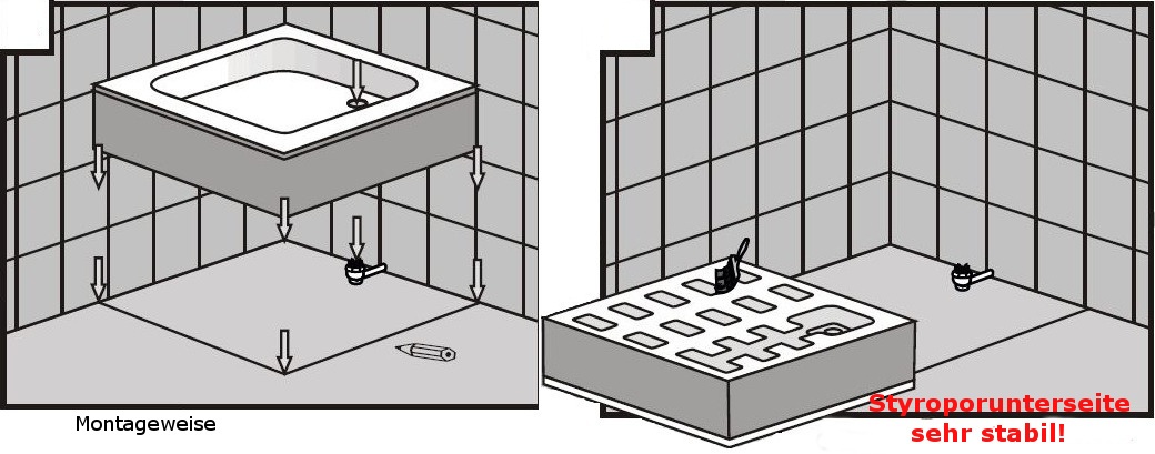 Duschwanne Viertelkreis 90 x 90 x 14 cm Competia R55cm